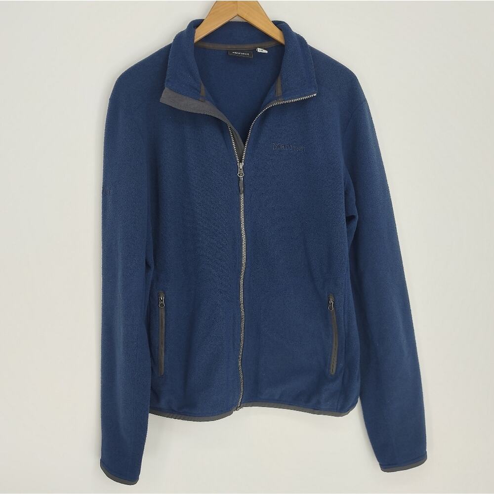 Marmot Blue Fleece Zip Up Jacket Pockets Collared Size Large